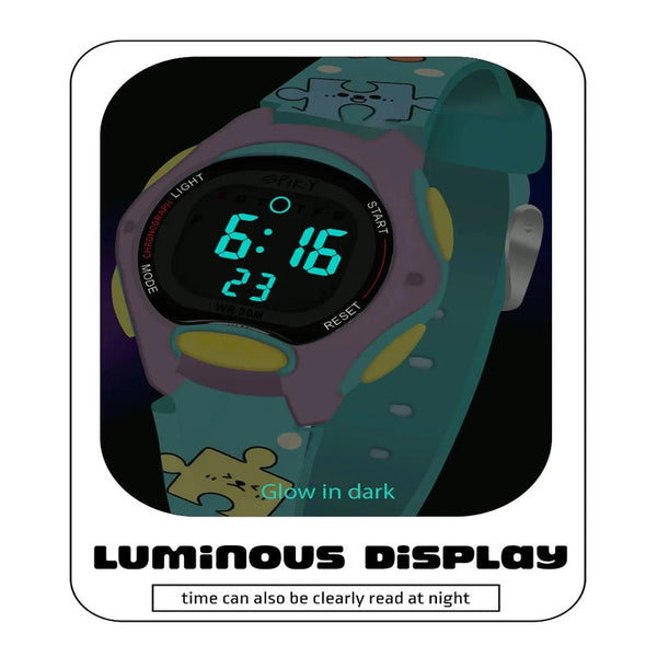 Spiky EVA18 Printed Strap Round Sports Digital Watch 3–10Y – Purple