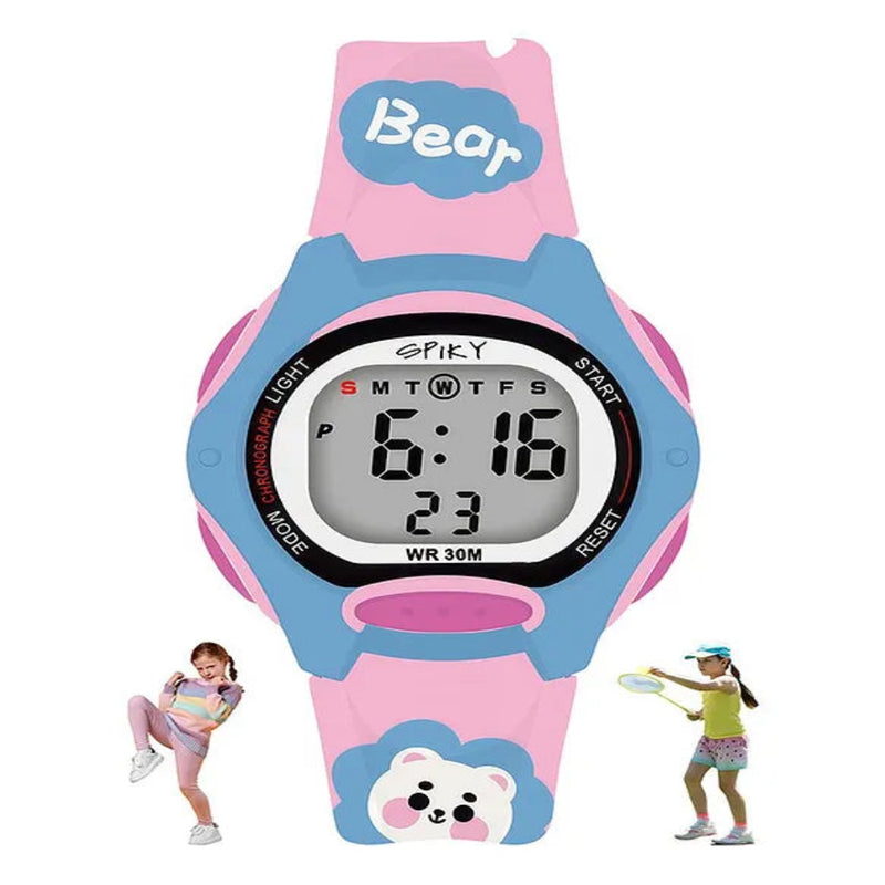 Spiky EVA18 Printed Strap Round Sports Digital Watch 3–10Y – Pink