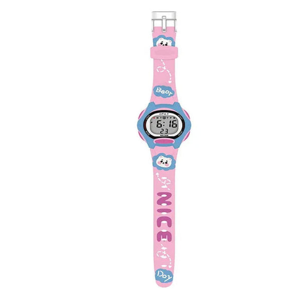 Spiky EVA18 Printed Strap Round Sports Digital Watch 3–10Y – Pink