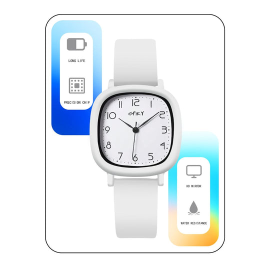 Spiky EVA19 Square Analog Watch for Kids 3–14Y – White