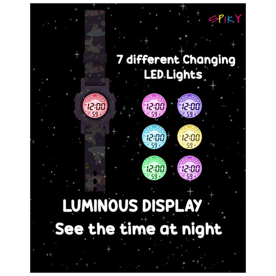 Spiky Multi-functional Digital Sports Watch 3–14Y – Purple