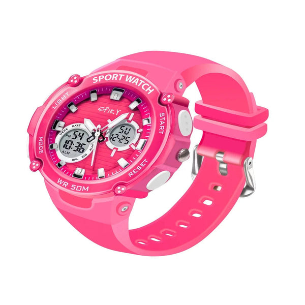 Spiky Round Multifunctional Digital Sports Watch 3–14Y – Pink