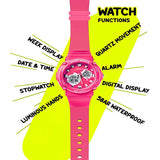 Spiky Round Multifunctional Digital Sports Watch 3–14Y – Pink