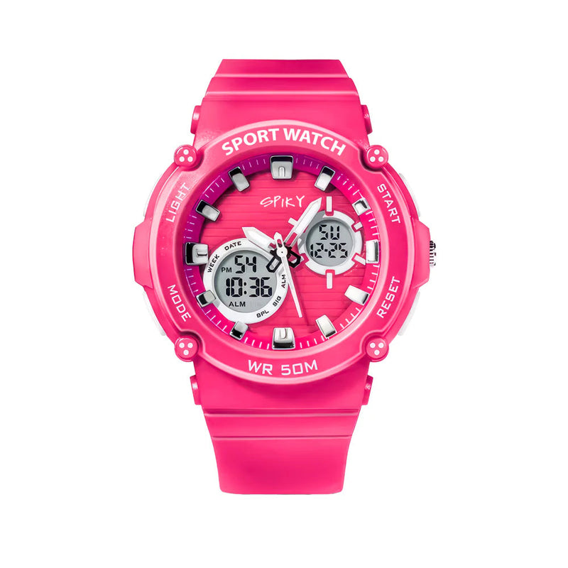Spiky Round Multifunctional Digital Sports Watch 3–14Y – Pink