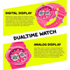 Spiky Round Multifunctional Digital Sports Watch 3–14Y – Pink