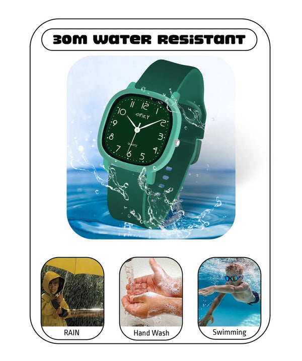 Spiky SPKEVA19 Square Analog Watch for Kids 3–14Y – Green