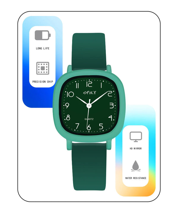 Spiky SPKEVA19 Square Analog Watch for Kids 3–14Y – Green
