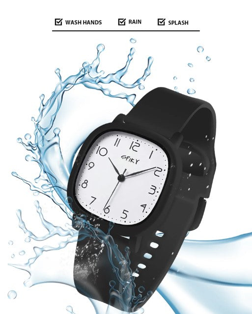 Spiky EVA19 Square Analog Watch 3–14Y – Black