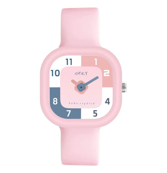 Spiky Square Analog Watch for Kids 3–14Y – Pink