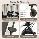 R For Rabbit Street Smart Regal 2-Way Reversible Baby Stroller with One-Hand Fold & 5-Point Safety Harness - Beige