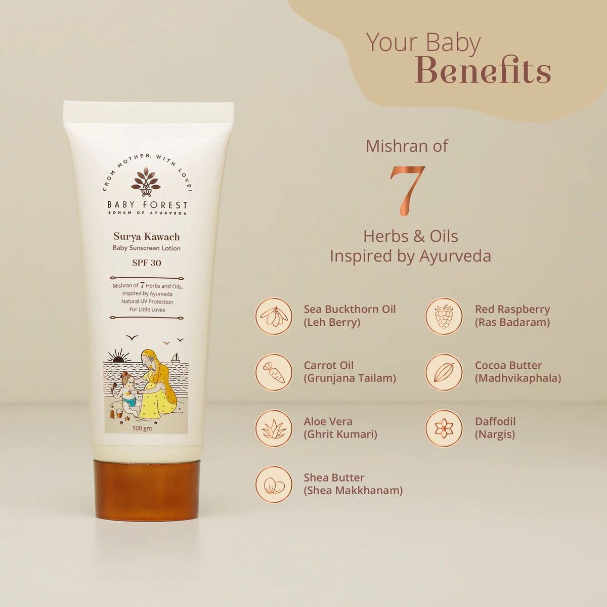 Baby Forest Surya Kawach SPF 30 Baby Sunscreen Lotion – 100 g