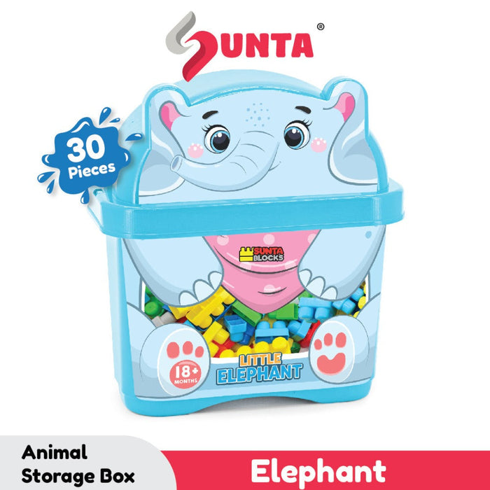 Sunta Little Elephant Animal Storage Box Building Blocks 30 Pieces 18M+
