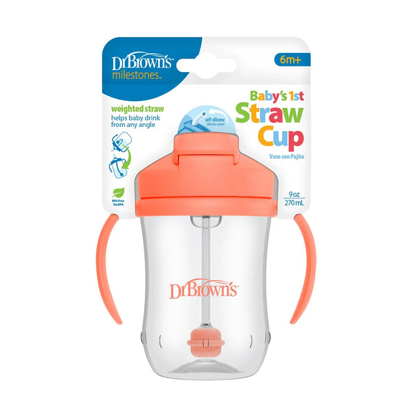 Dr. Brown’s Milestones Baby’s First Straw Cup, 1-Pack - Coral