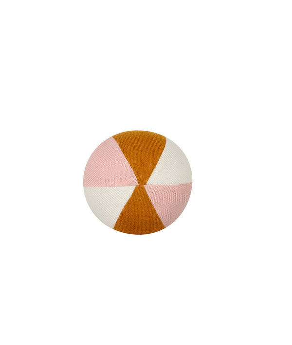 Pluchi Rattle Pink Rolley- Multicolor Cotton Knitted Stuffed Soft Toy for Babies / Kids