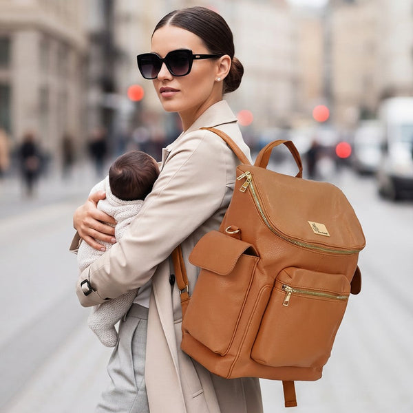 R For Rabbit Caramello Bold Neo Diaper Bag, Matte Finish Vegan Leather