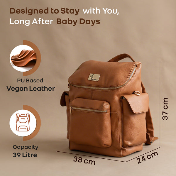 R For Rabbit Caramello Bold Neo Diaper Bag, Matte Finish Vegan Leather