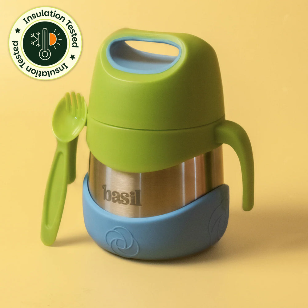 Basil ThermoTOT Insulated Food Jar 320ml with Carry Handle & Spork – Blueberry