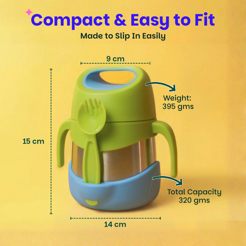 Basil ThermoTOT Insulated Food Jar 320ml with Carry Handle & Spork – Blueberry