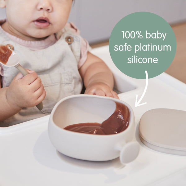 b.box Silicone Suction Bowl + Lid – Blush Pink