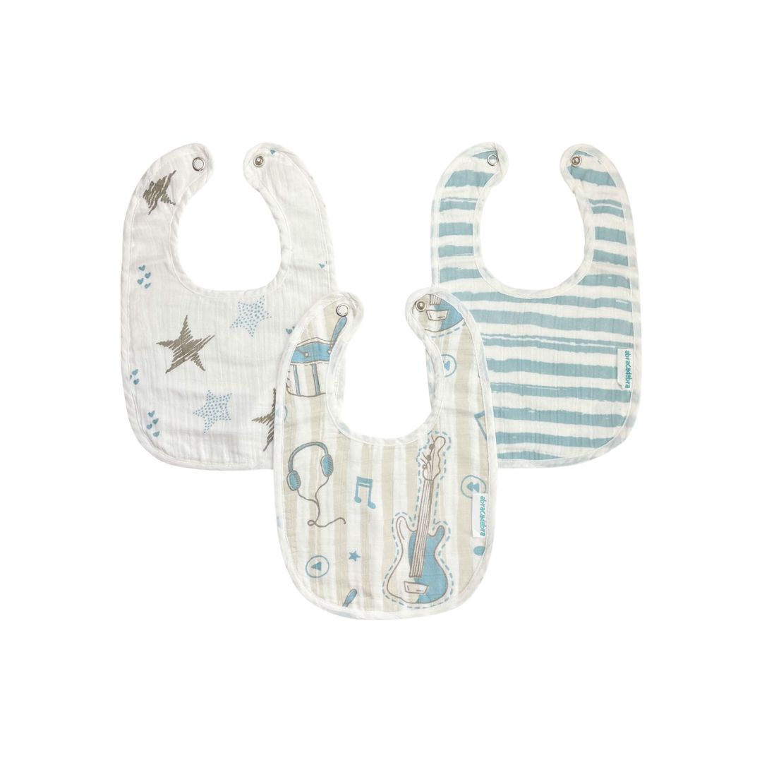 Abracadabra Rockstar Cotton Muslin Bibs – Pack of 3