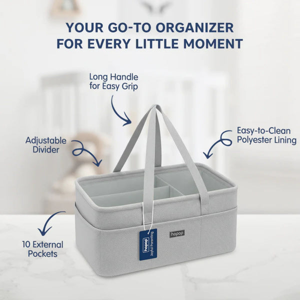 Hopop Baby Diaper Caddy Organizer with Compartments & Carry Handles One Size – Beige