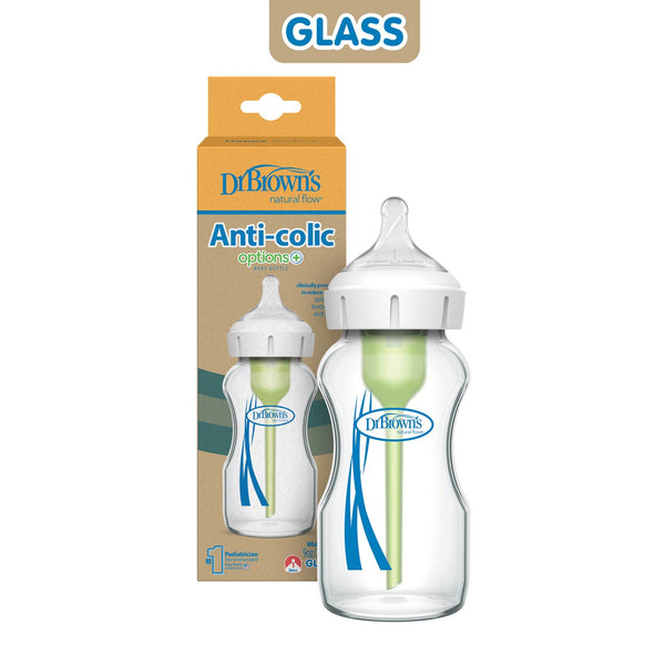 Dr Browns Glass Feeding Bottle Wide Neck Options+ Anti Colic 9Oz 270Ml