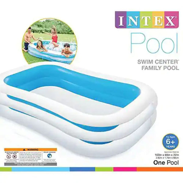 Intex Swim Center Inflatable Family Pool 262 × 175 × 56 cm – White Blue