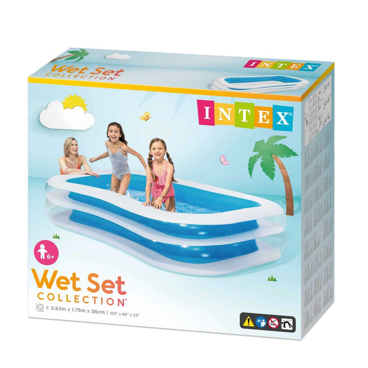 Intex Swim Center Inflatable Family Pool 262 × 175 × 56 cm – White Blue