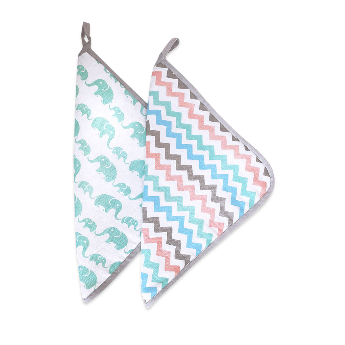 Masilo Organic Muslin Washcloths Set of 2 28 × 28 cm – Elephant Parade
