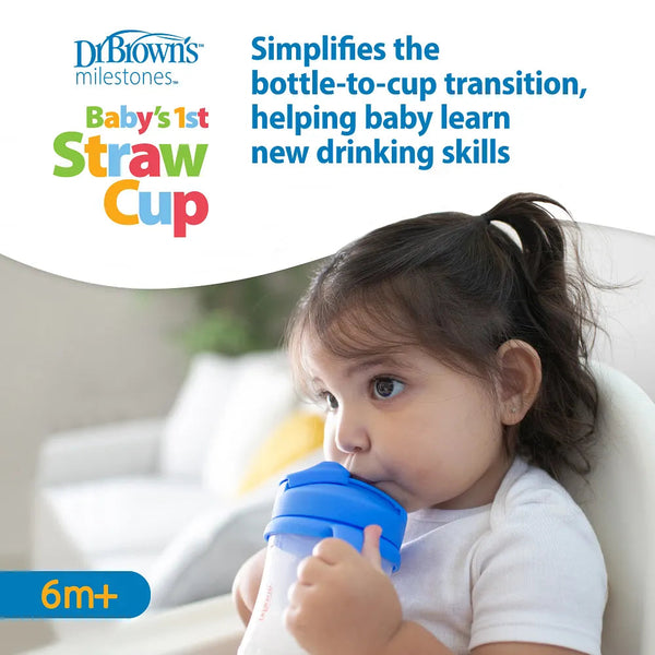 Dr. Brown’s Milestones Baby’s First Straw Cup, 1-Pack - Blue Bear