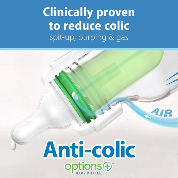 Dr. Brown’s Anti-Colic Options+ Narrow Glass Baby Bottle 250 ml 2-Pack Clear