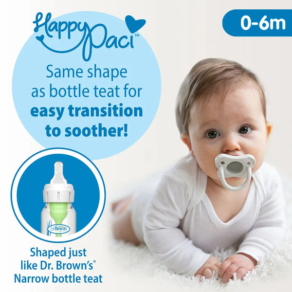 Dr. Brown’s Options+ Narrow Anti-Colic Baby Bottle, 8oz/250mL, 3-Pack, with HappyPaci