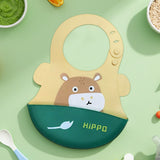 Hopop Easy Clean Waterproof Silicone Bib with Crumb Catcher 6M+ Assorted Print