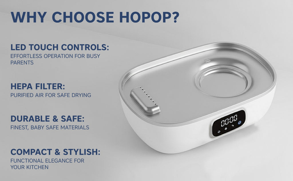 Hopop 2-in-1 Baby Bottle Sterilizer & Dryer 36.5 x 18 x 18 cm White