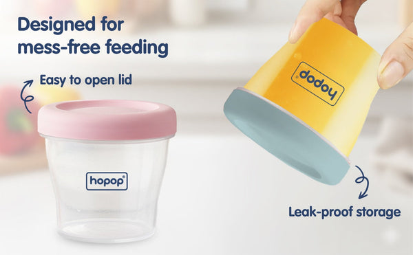 Hopop Baby Multi-Functional Food Storage Containers – Set of 4