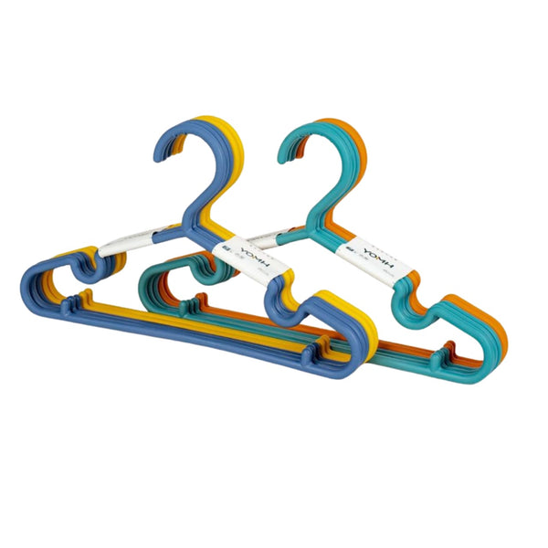YOMH Plastic Clothes Hangers Pack of 10- Assorted Colours