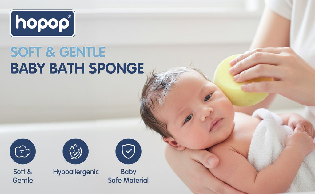 Hopop Soft & Gentle Baby Bath Sponge Pack of 2 Newborn+ – Assorted