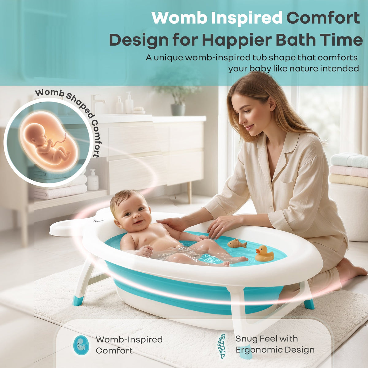 R for Rabbit Bubble Double Finzy Baby Bathtub 92 × 54 × 21 cm White Blue