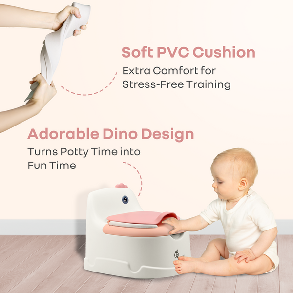 R For Rabbit Tiny Tots Dino Potty Training Toilet Seat - White Pink