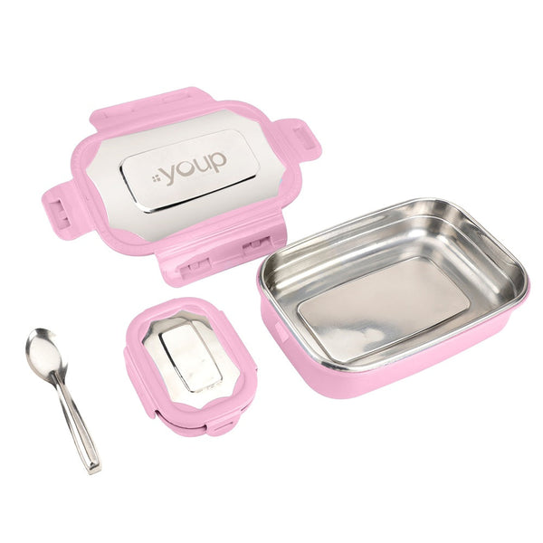 Youp Stainless Steel Kids Lunch Box - Pink