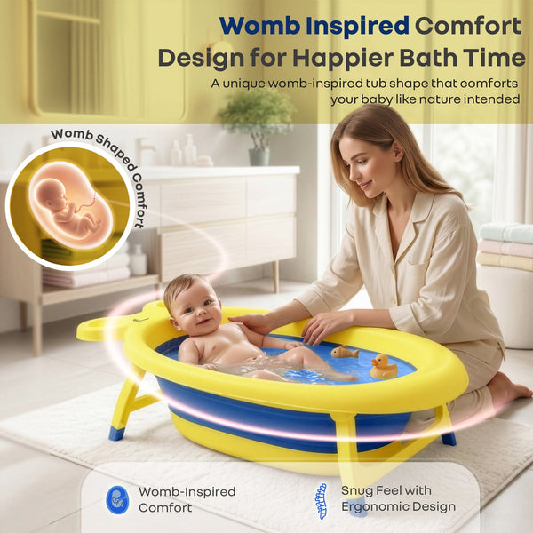 R for Rabbit Bubble Double Finzy Baby Bathtub 92 × 54 × 21 cm Yellow Blue