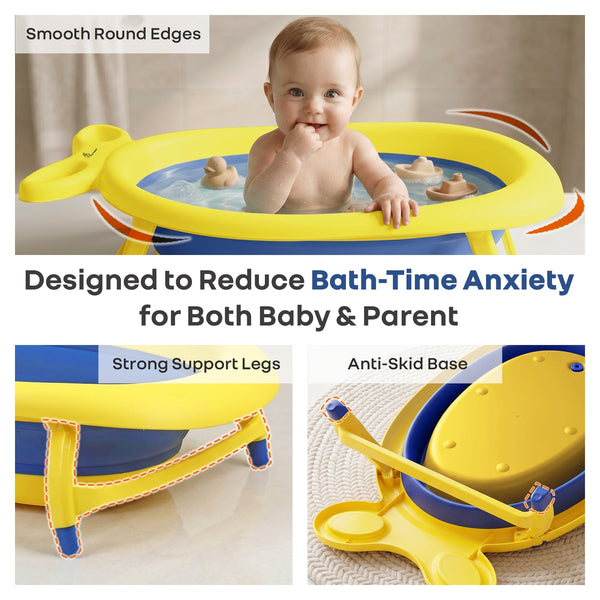 R for Rabbit Bubble Double Finzy Baby Bathtub 92 × 54 × 21 cm Yellow Blue