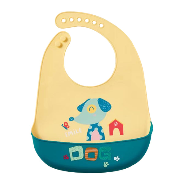 Hopop Easy Clean Waterproof Silicone Crumb Food Catcher Bib 6-36 Months Cow