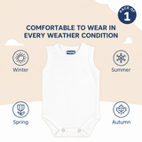 Hopop Baby Cotton Round Neck Sleeveless Romper Pack of 1 - White