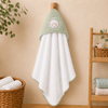 Babiano Teddy Bear Baby Hooded Towel – White & Sea Green