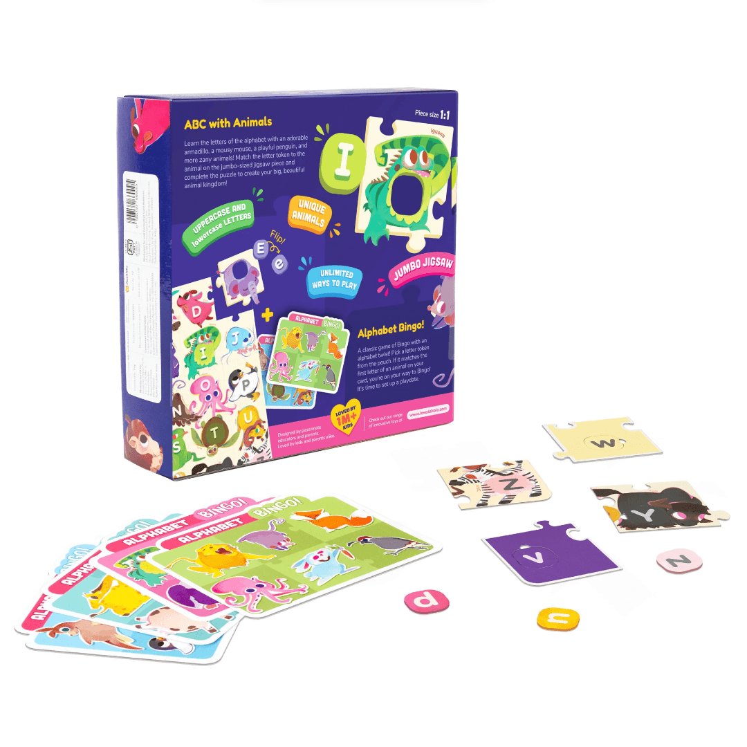 Dabble ABC with Animals Alphabet Puzzle & Bingo Game 50+ Pieces Multicolour