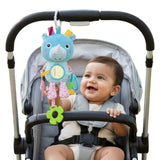 Nuluv Activity Rhino Baby Plush Sensory Stroller Toy with Teether, Crinkle Leaf & Mirror