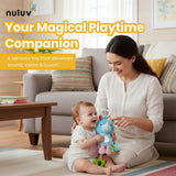 Nuluv Activity Rhino Baby Plush Sensory Stroller Toy with Teether, Crinkle Leaf & Mirror