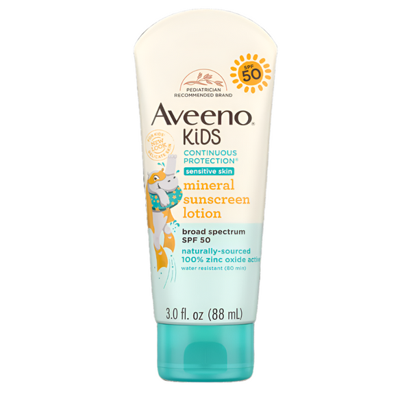 Aveeno Baby Kids Continuous Protection Lotion Sunscreen With Broad Spectrum Spf 50 - 88Ml