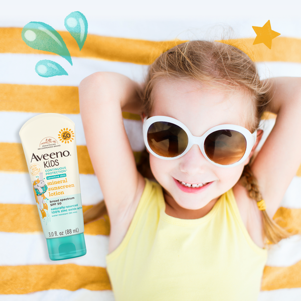 Aveeno Baby Kids Continuous Protection Lotion Sunscreen With Broad Spectrum Spf 50 - 88Ml